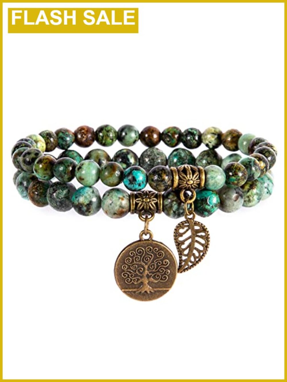 Natural Stone Chakra Bracelet Set Tree Leaf Charm Reiki Stretch